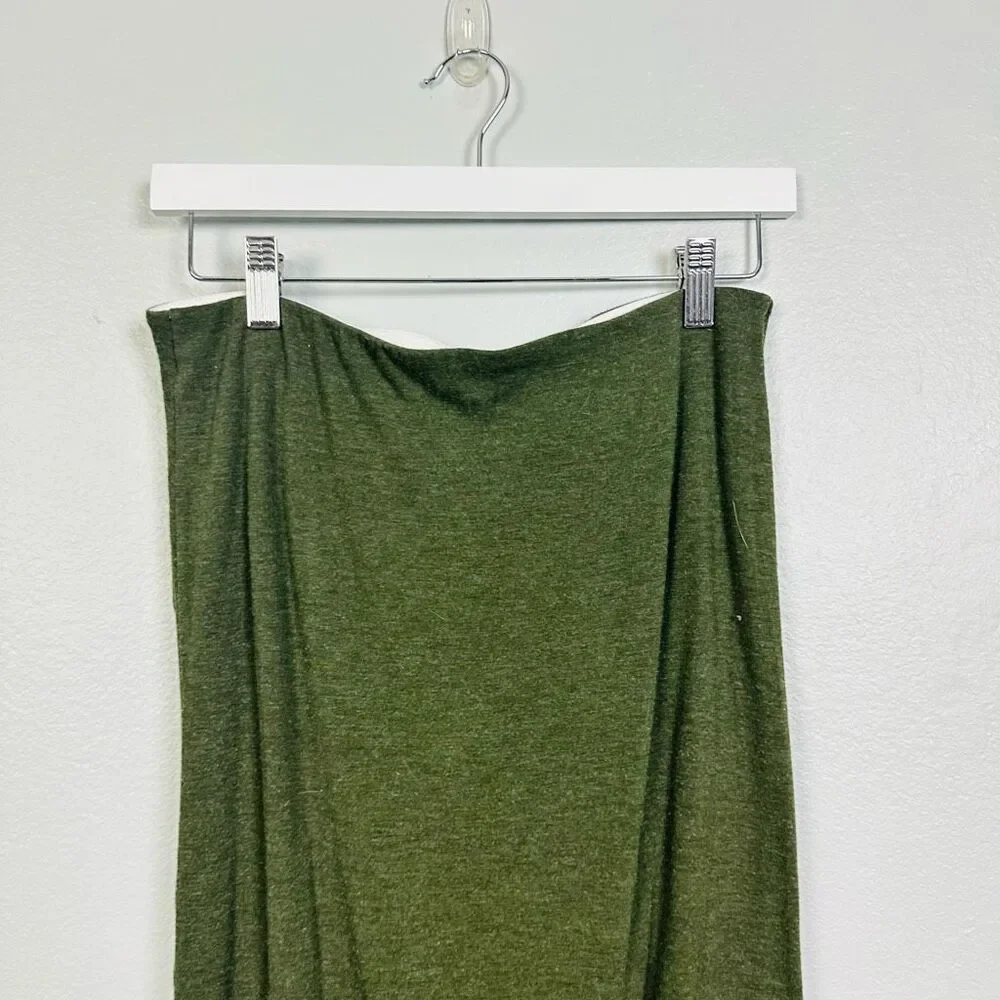 Ann Taylor Dark Green Ruched Long Knit Dress Skirt Size 8